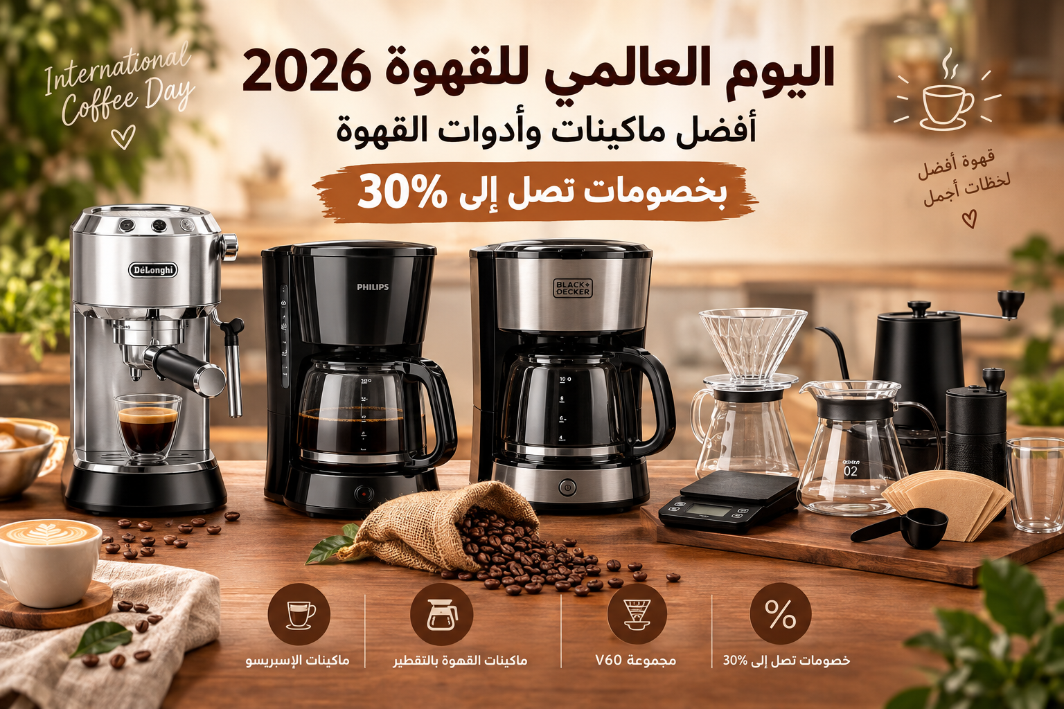 اليوم العالمي للقهوة 2026: أفضل أدوات وماكينات القهوة لتحضير كوبك المفضل في المنزل ☕
